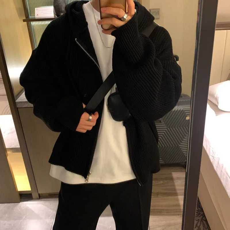 Autumn Clothing Mens Light Luxury Knitted Hooded Cardigan Sweater Korean Vintage Popular Zipper Long Sleeve Hoodie Knitwear XJ250805