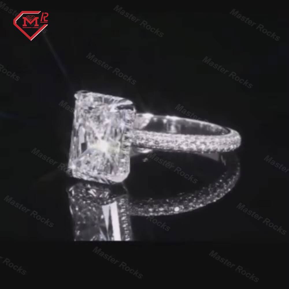 3ct Radiant Cut Moissanite Wedding Ring 18k Gold Plated 925 Sliver Diamond VVS Moissanite Ring