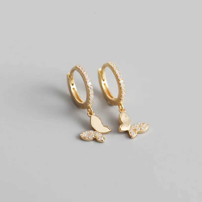 925 Sterling Silver Butterfly Hoop Earrings for Women Shiny CZ Gold Silver Jewelry Gifts Y250804