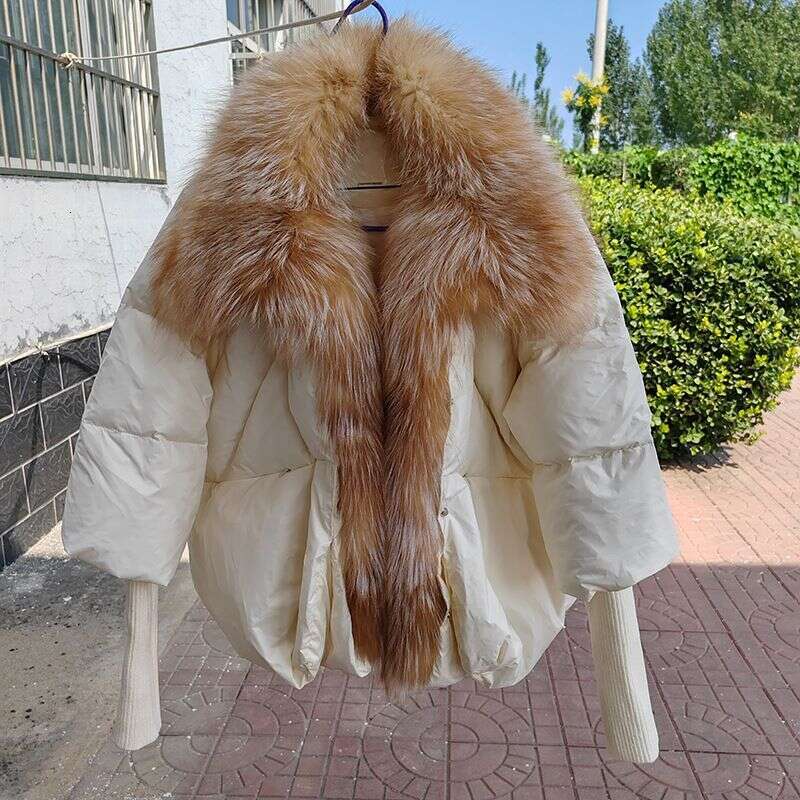 Women's Clothing 2024 New Women's Winter Warm Real Fox Large Fur Collar Placket 90 White Duck Down Jacket