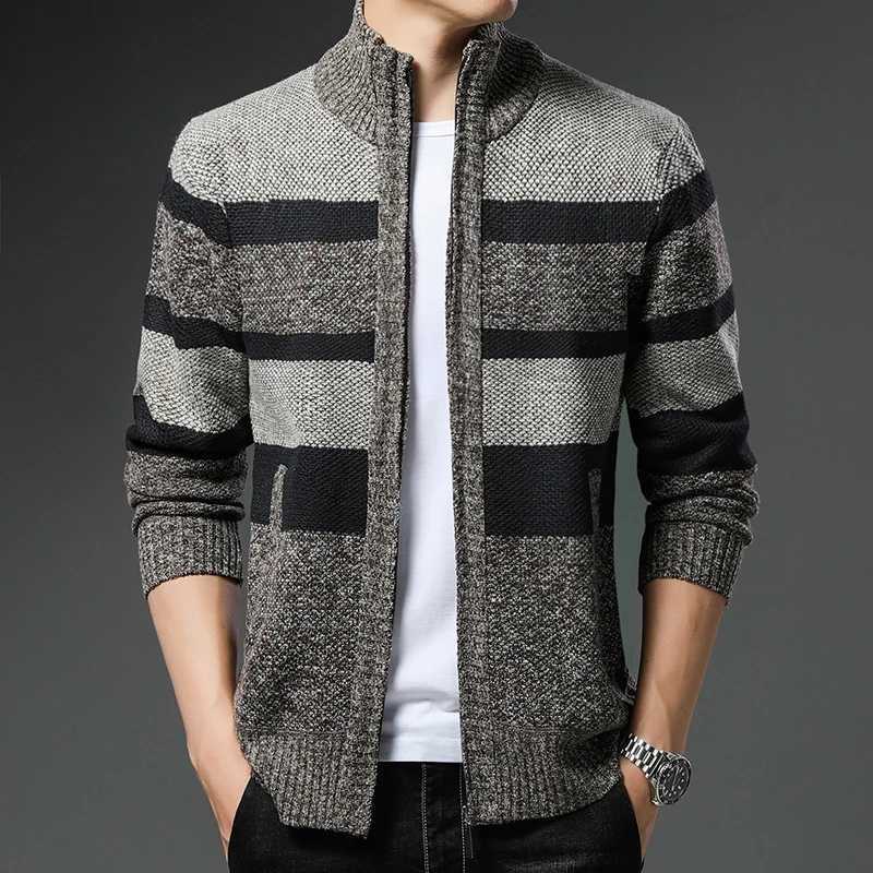 Winter Thick Sweater Mens Cardigan Jacket Autumn Winter New Slim Stylish Warm Sweaters Fleece Jumper Zip Up Sweater XJ250805