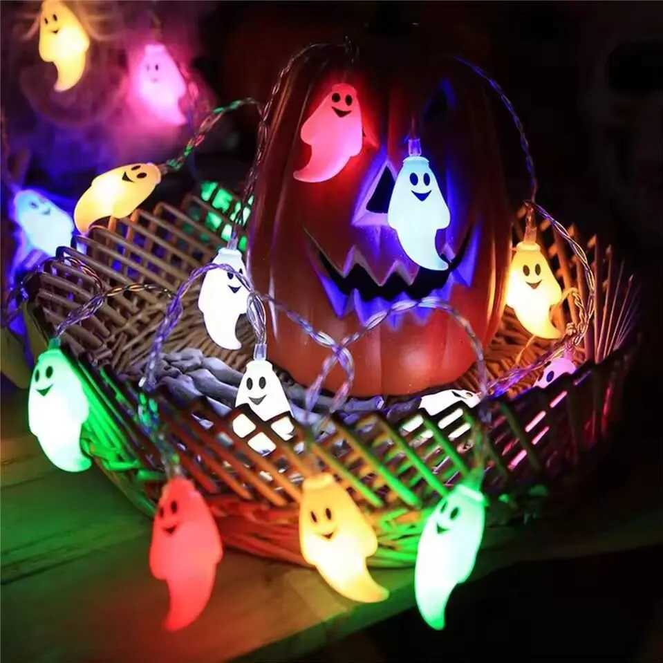 LED Halloween String Lights Battery Powered Decoration Lamp Indoor Outdoor Atmosphere Ghost Lights For Home Party Festival Decoration XJ250804