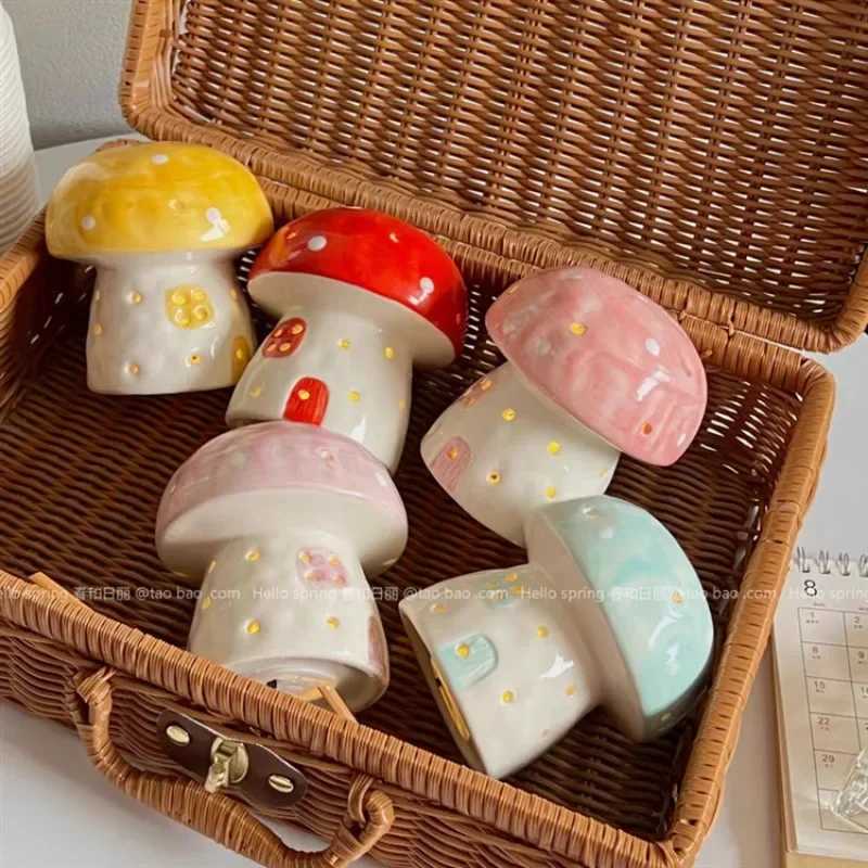 New Creative Mushroom Nightlight Bedroom Bedlight Mini Desktop Sunset Night Lamp Girl Heart Dream Ceramic Light Led Night Light XJ250804