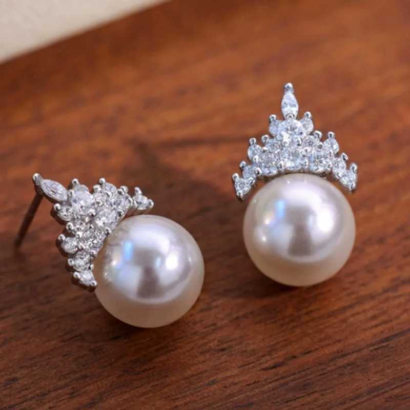 New 925 Sterling Silver Pearl Zircon Earrings Shining Charm Simple Style Women Earrings Birthday Gift for Friends Fine Jewelry Y250804