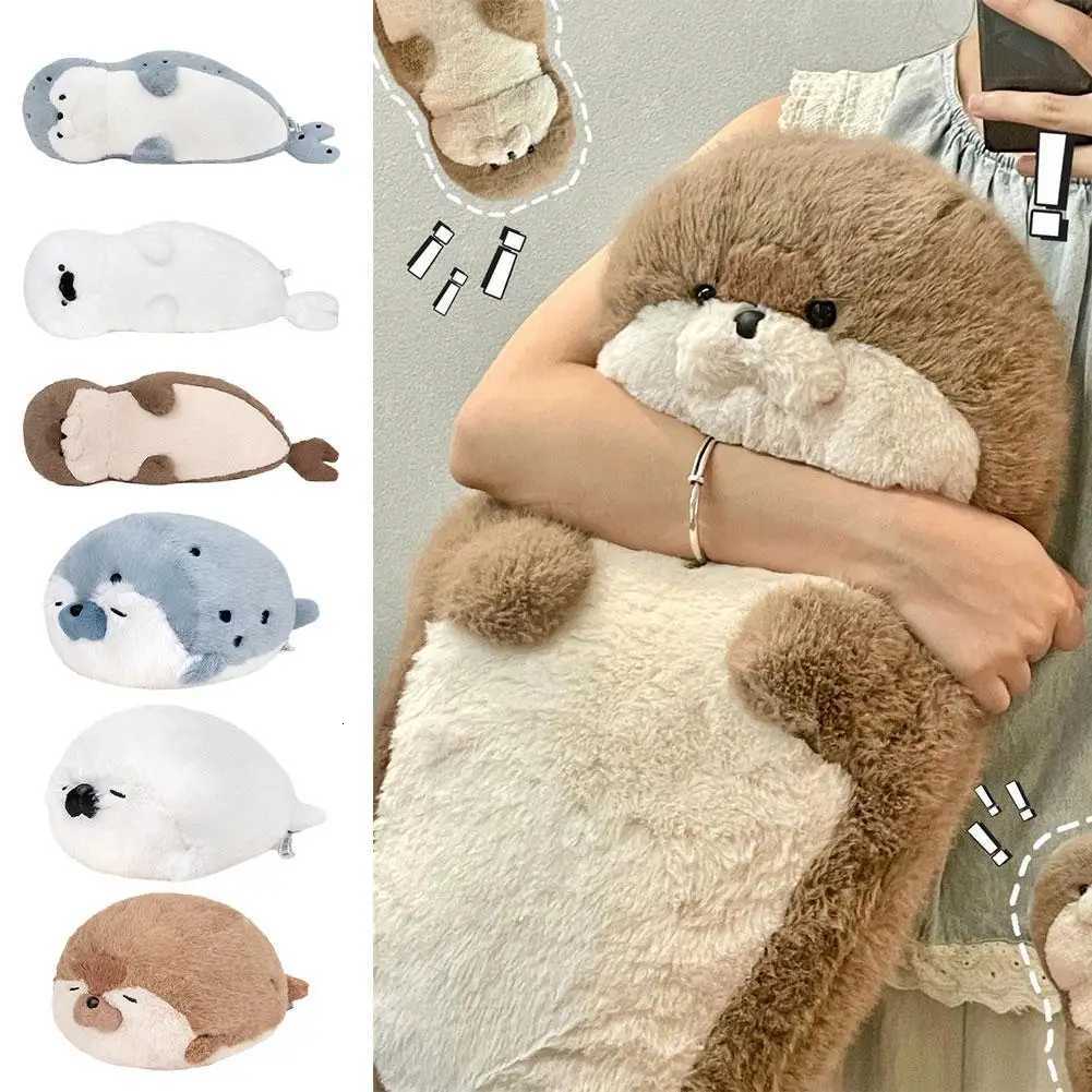 Seal Plush Toy Soft Low Fuzzy Sea Lion Ffed Cushion Cartoon Blue Brown Otter Kid Christmas Birthday Gift Y250805 Y260128