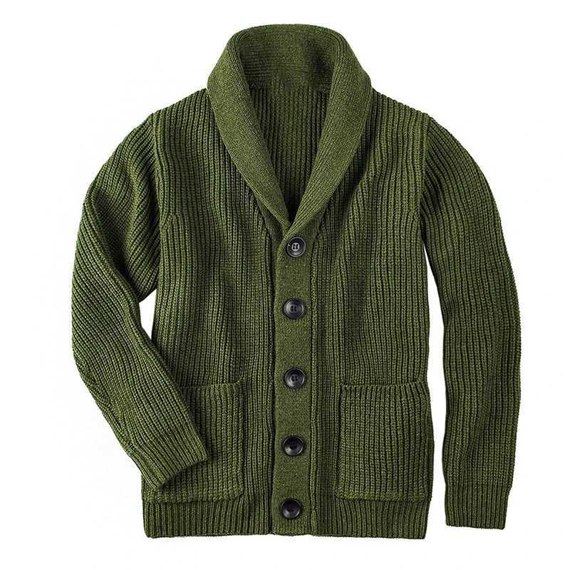 Mens Winter Cardigan Sweater Slim Fit Shawl Collar Outwear Sweatercoat Fashion Male Knit Button Up Wool Cardigan With Pockets XJ250805