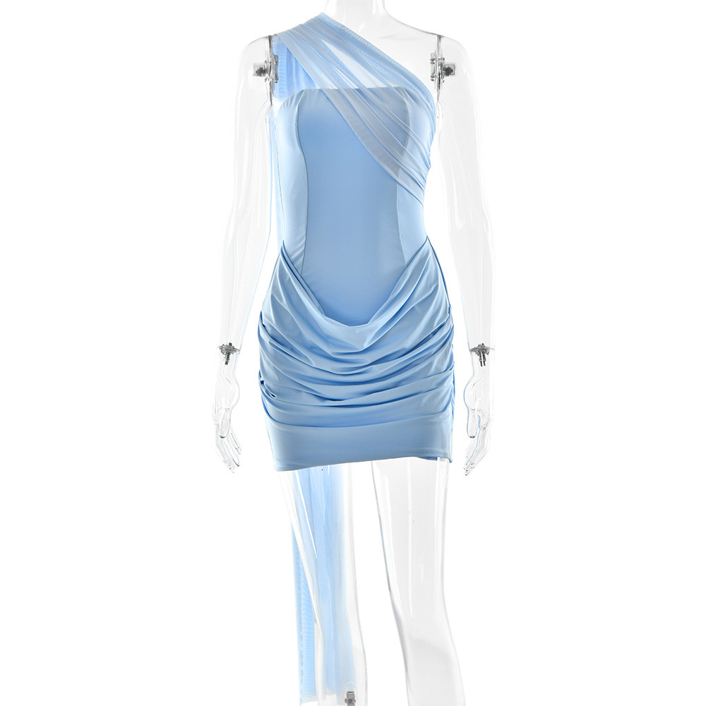 2025 trend summer new satin pleated dress sexy spicy girl strapless women's S tight mini dress new designer dress