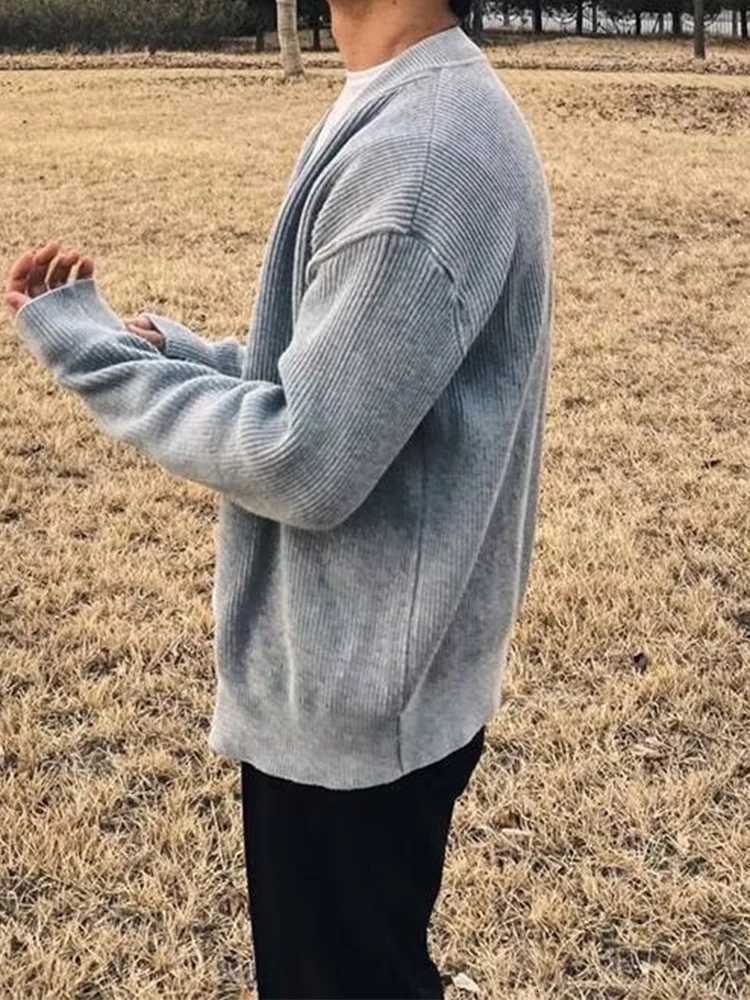 Outdoor Casual Solid Color Knitted Mens Jacket Autumn Fashionable Slim Fit Zip-Up Cardigan Tops Mens Vintage Long Sleeve Coats XJ250805