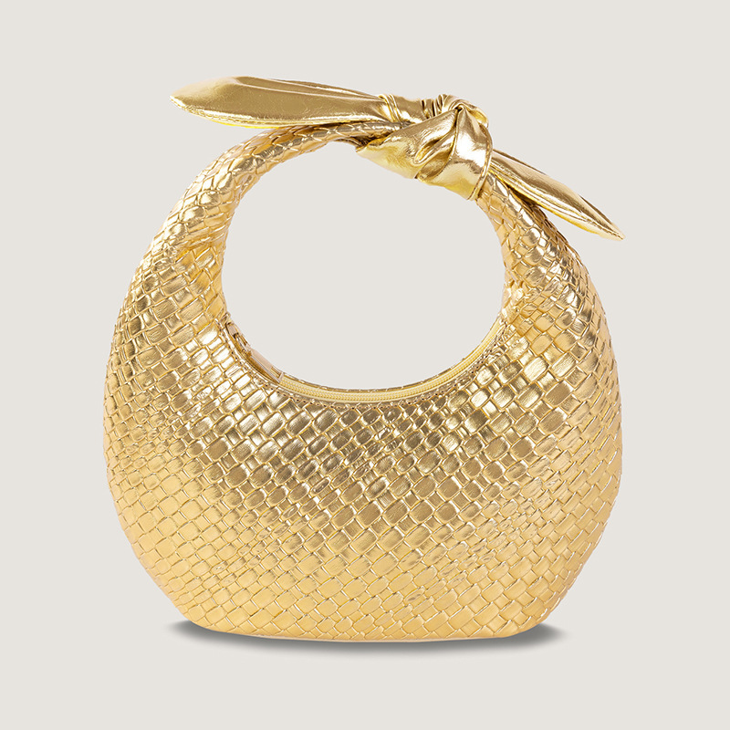 Luxury Brand Designer Bag 2024 Autumn Winter New Women's Bag Woven Pattern PU Handbag Half-Moon Shape Women's Bag