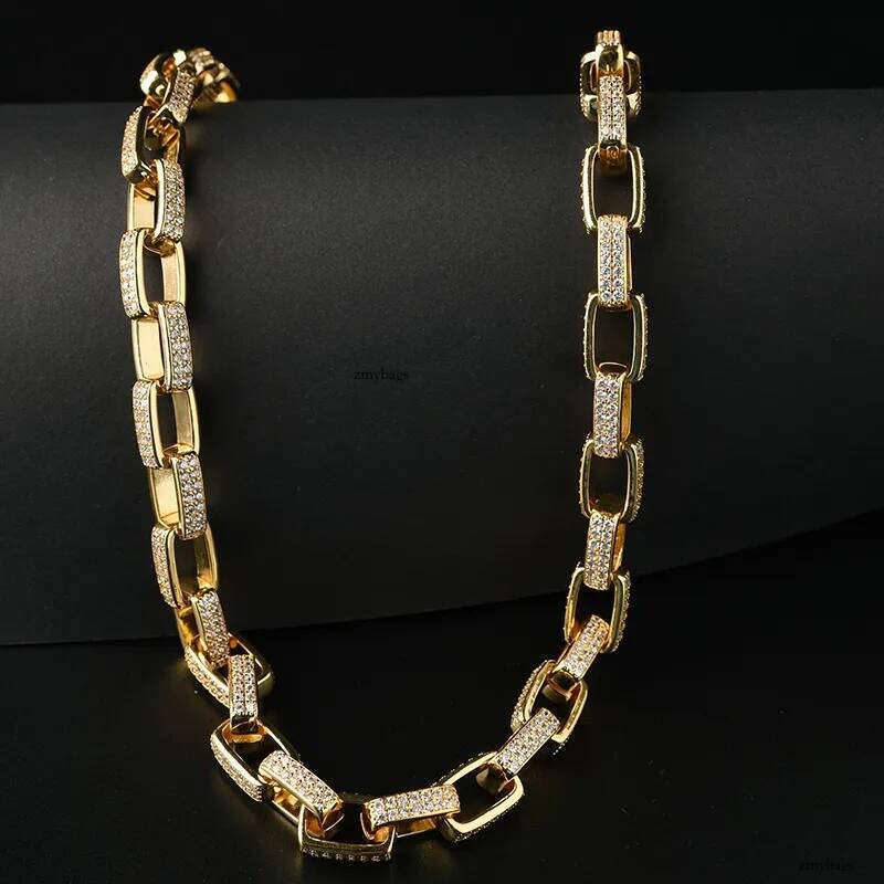 Iced Out Geometric Square Box Link Chain Bracelets and Necklaces Choker for Men Hip Hop Micro Set CZ Stone Cubic Zirconia Bling Rapper Jewelry bracele