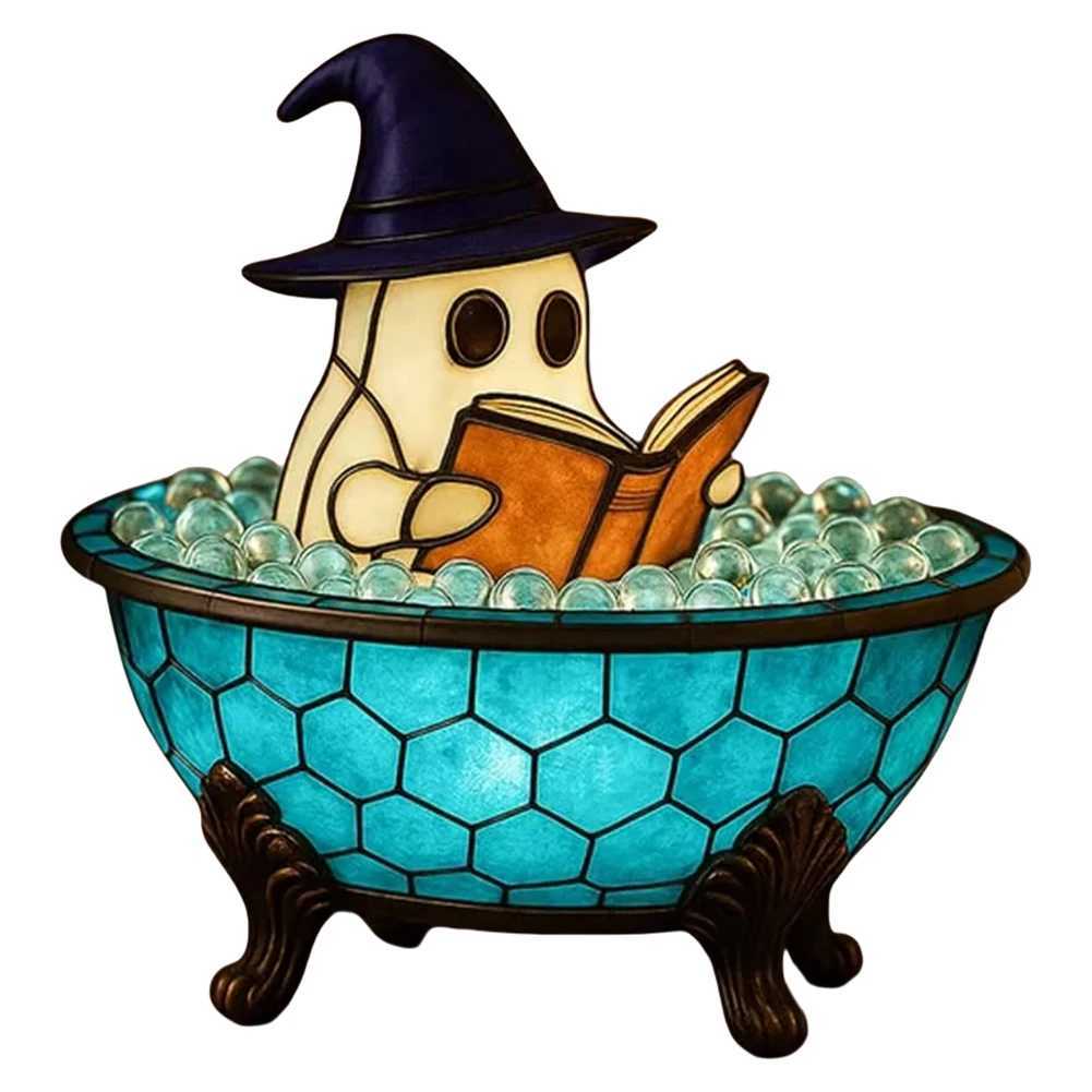 Ghost Bubble Bath Lamp Color-Changing Halloween Ghost Night Light Cute LED Lamp for Halloween Party Decorations Lamp Gifts XJ250804