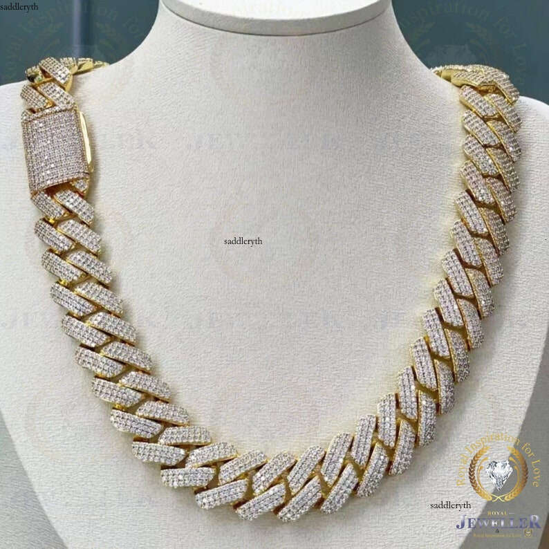 necklace moissanite designer jewelry cuban link chain Iced Out Pass Dia Tester vvs Moissanite Jewelry chains
