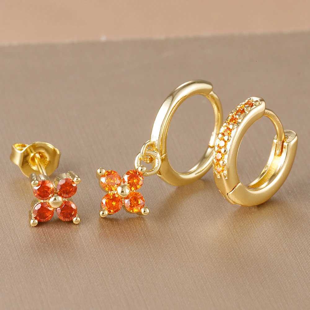 3PCS Korean Stainless Steel Sparkling Zircon Hoop Earrings Set for Women Geometric Cartilage Piercing Earring Fashion Jewelry Y250804