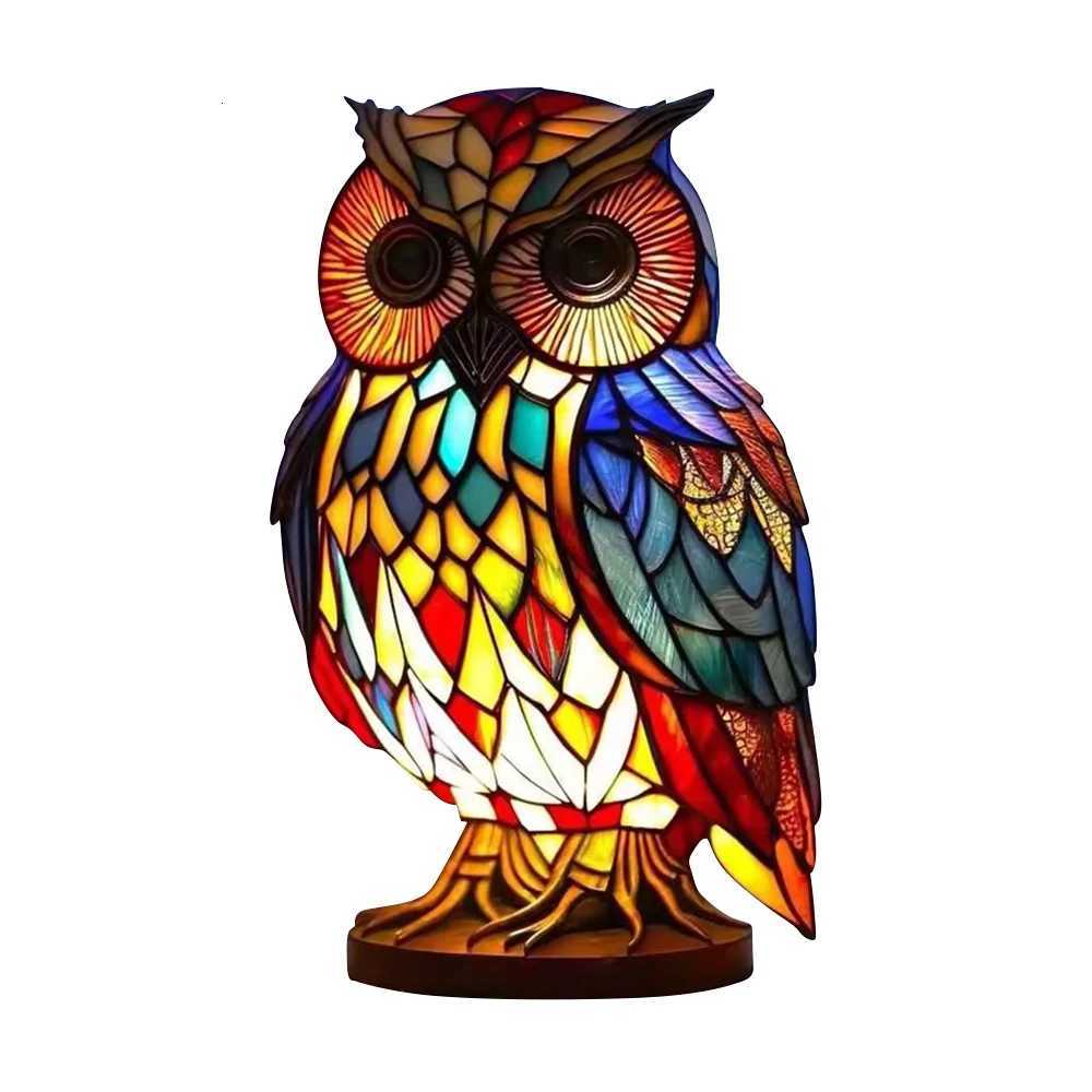 LED Resin Owl Night Light Soft and Warm Light Bedside Decoration Light Creative Resin Animal Art Home Desktop Ornament Lamp XJ250804