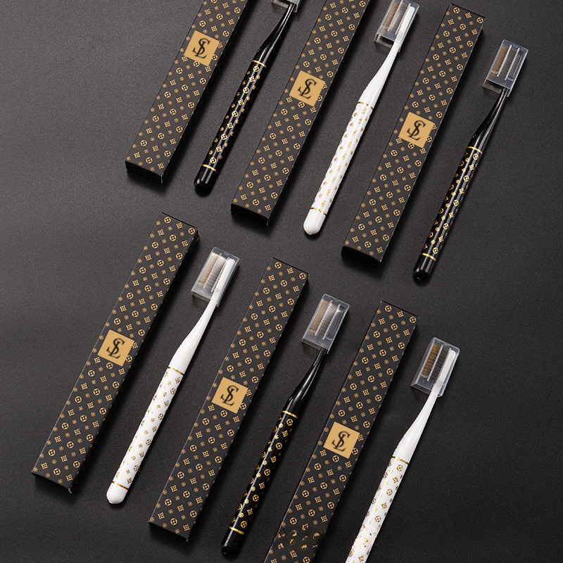 Couple Toothbrushes for Home Use, Ultra-Fine Soft Bristles, Adult Wide Head, High Appearance, Gold Stamping