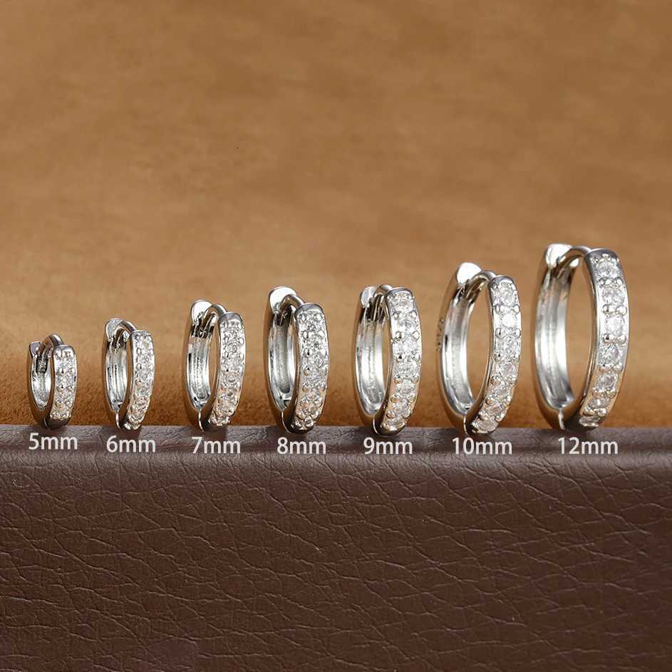 1Pair Stainless Steel Huggie Minimal Hoop Earrings Little Crystal Zirconia Thin Helix Tragus Cartilage Earrings Piercing Jewelry Y250804
