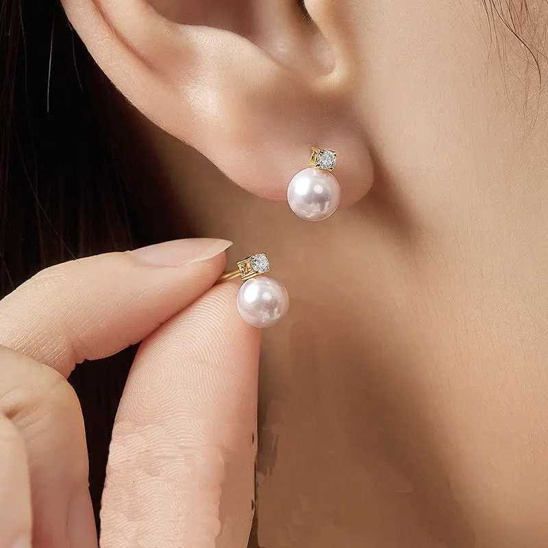 100% Authentic - New Fashion Lofty 8-12mm Freshwater Pearl Stud 18k Gold Earrings for Women S925 Sterling Silver Jewelry Girlfriend Gift Y250804