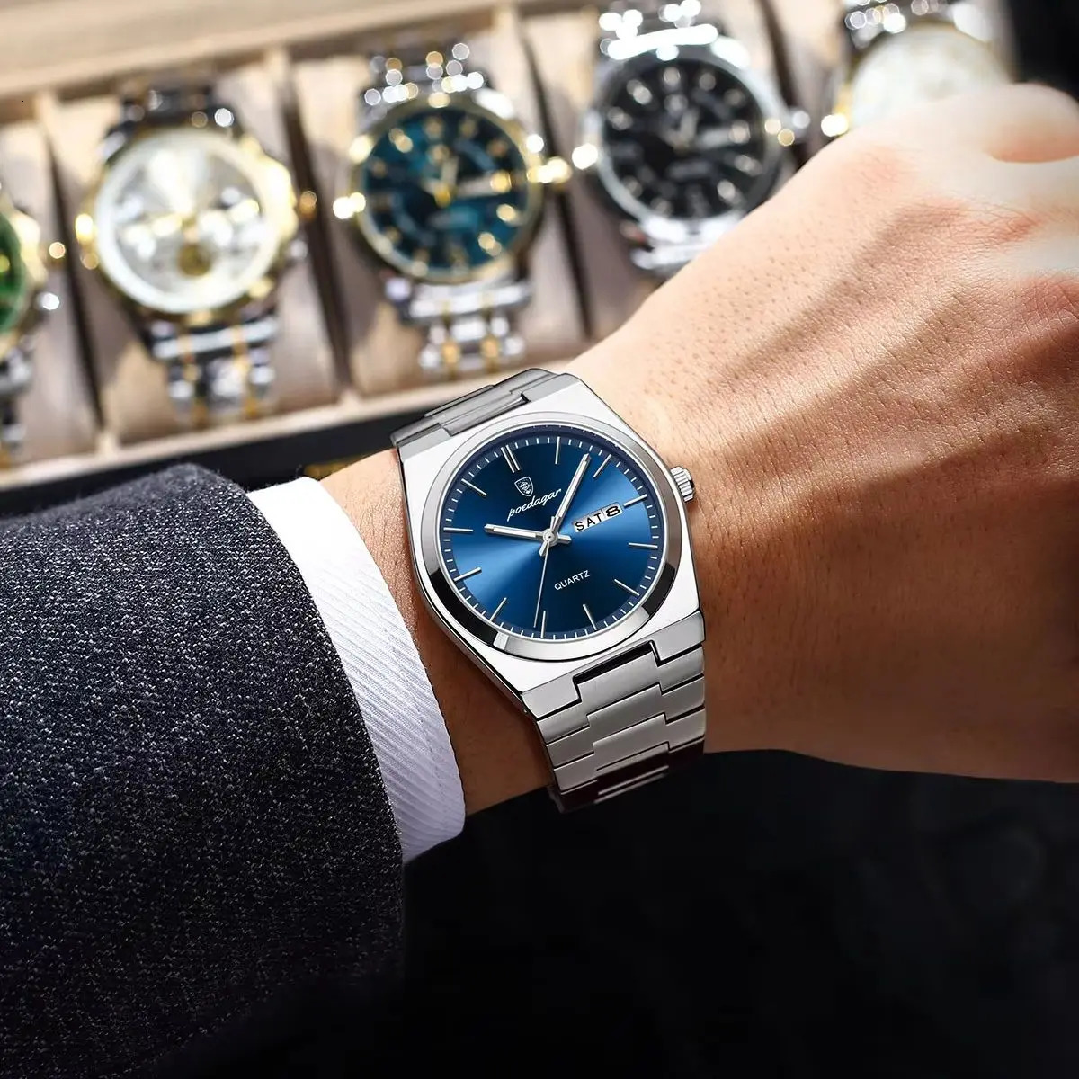 POEDAGAR y Watches For Men Stainless Steel Waterproof Luminous Man Watch Date Week Fashion Casual Mens Quartz Reloj 250805
