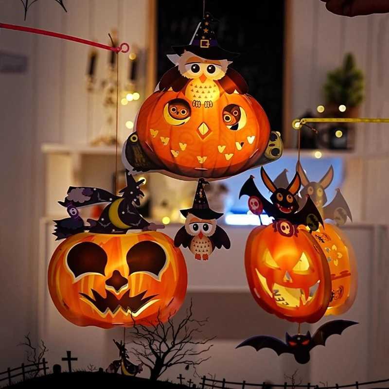 Halloween Pumpkin Lantern Halloween Decoration Lantern DIY Material Package Festival Lantern Decoration Ghost Lantern Accessories XJ250804