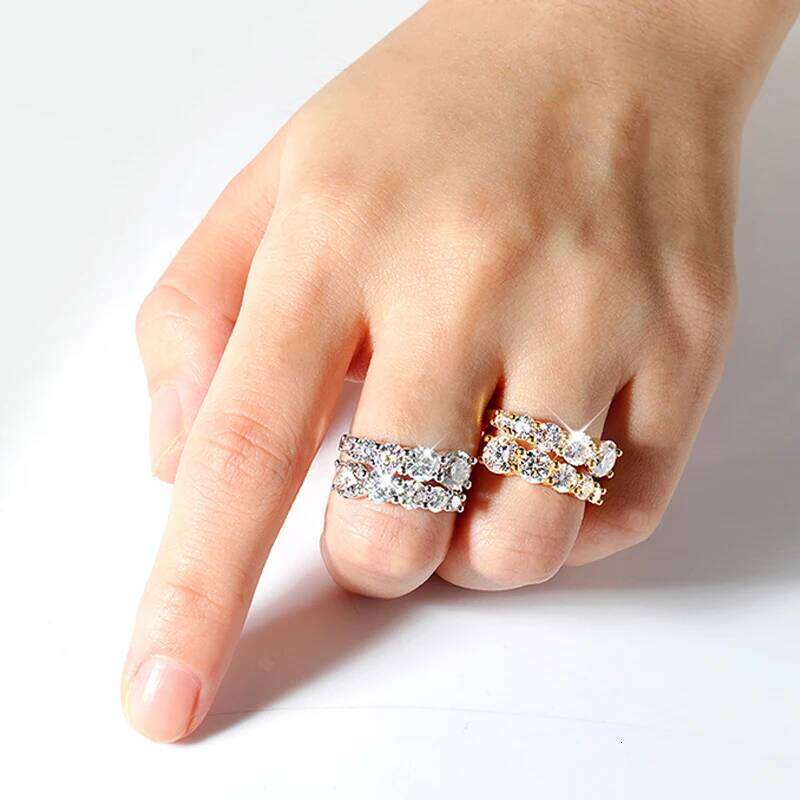 Smyoue 10 Gems Full Moissanite Rings for Women Sparkling Flawless Lab Created Dia Wedding Band S Sterling Sier Jewelry
