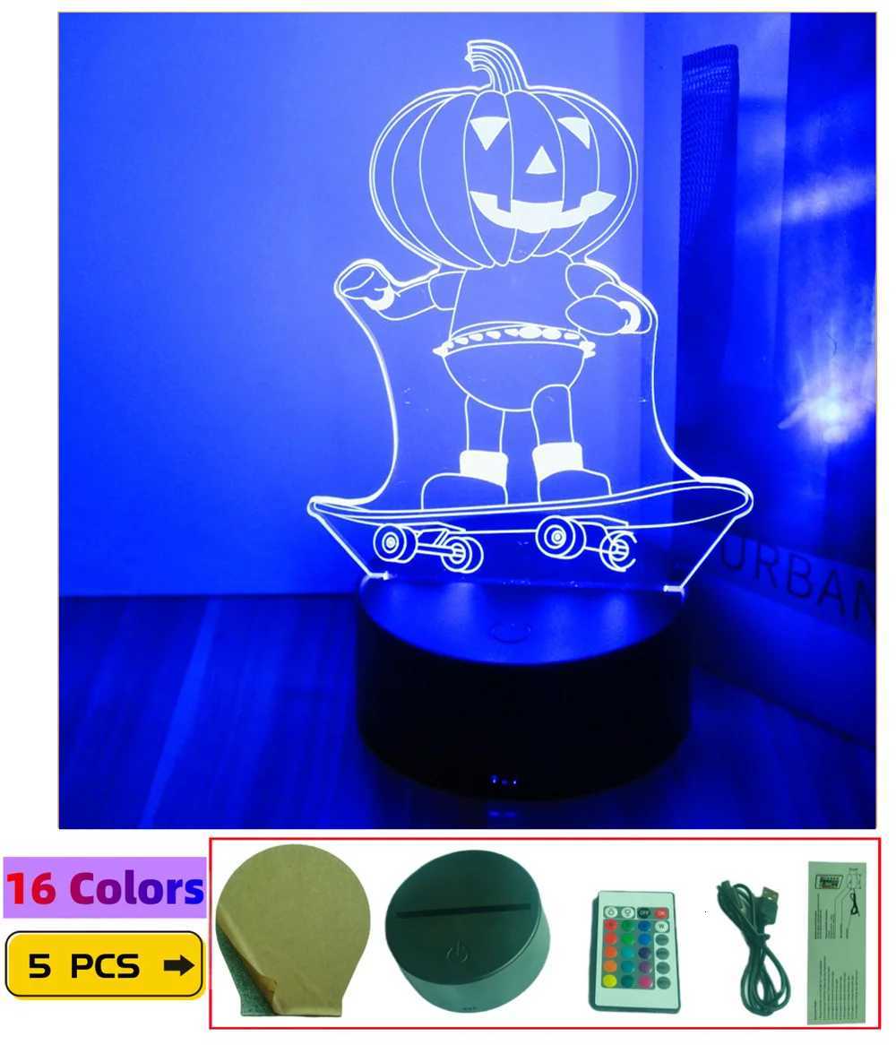 Halloween Pumpkin LED Night Light Bedroom Decoration Lamp Childrens Gift Lights 7/16 Color Dimming Bedside Table Lamps XJ250804