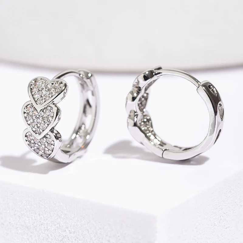 2024 Trending Stainless Steel Zircon Heart Earrings for Women Gold Color Plated Hoop Earrings Jewelry Gifts Y250804