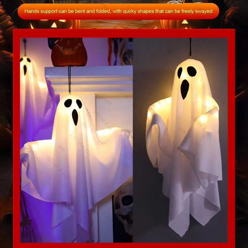 2024 Halloween Party LED Glow Ghost Home Indoor Outdoor Decoration Supplies Haunted House Bar Hanging Horror Props with Lights XJ250804