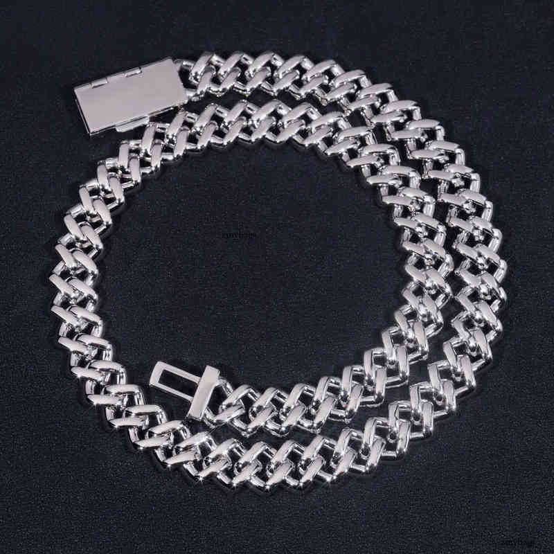 Rappers Design Hip Hop Jewelry Sterling Sier VVS Moissanite Dia 2 Rows Baguette Cuban Link Chain