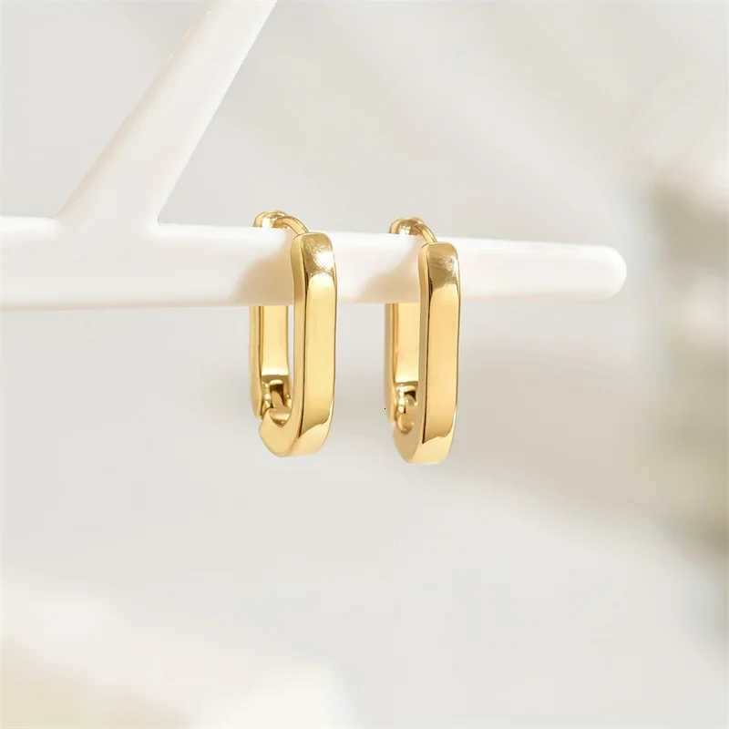 New Gold Color Square Hoop Earrings for Women Men Stainless Steel Minimalist Punk Unisex Rock Earring Piercing Jewelry Gifts Y250804