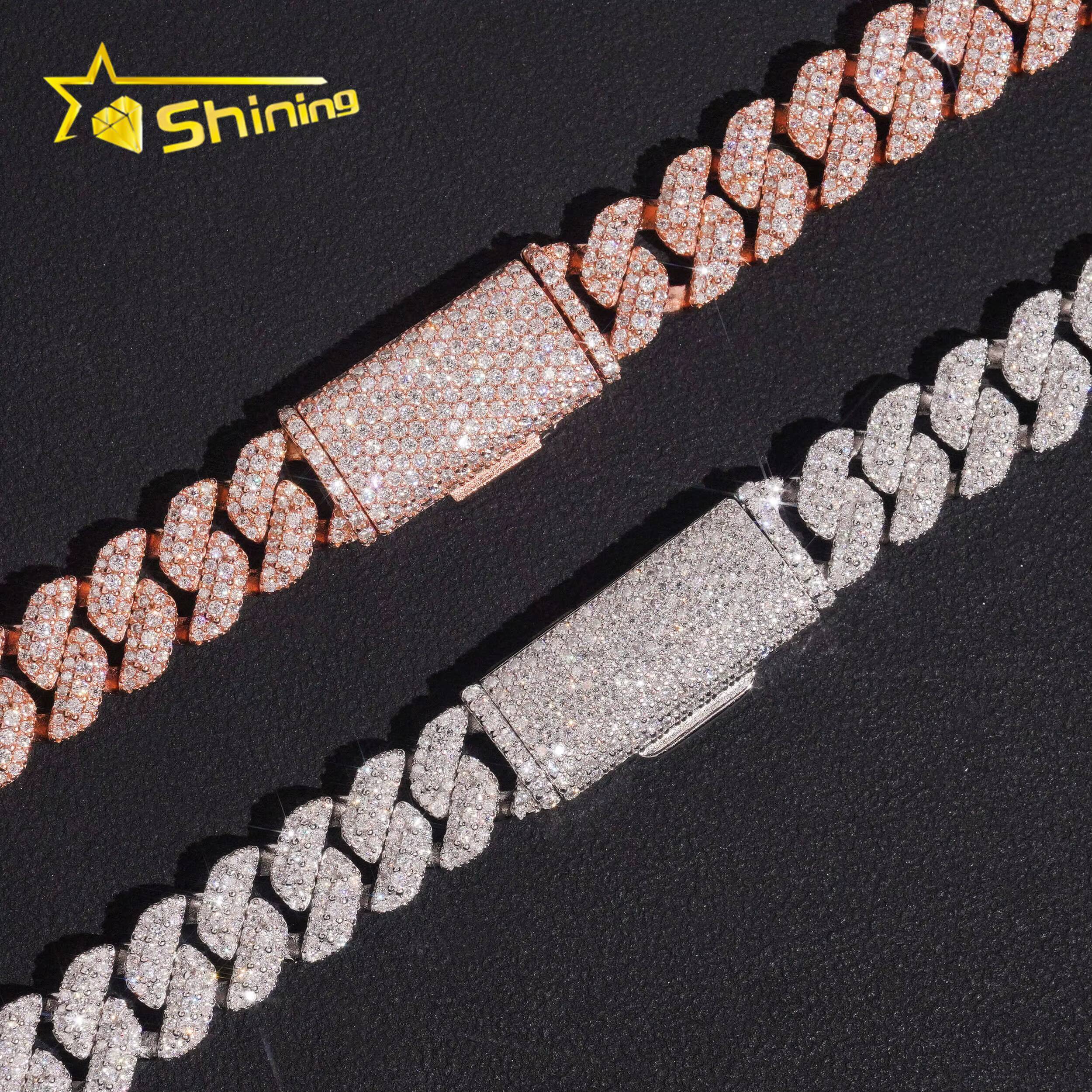 Best Selling Design 10mm Iced Out VVS Moissanite Pass Diamond Test Cuban Link Chain Hip Hop Mens 925 Silver Necklace Bracelet