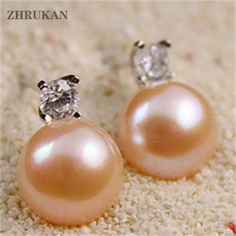 Natural Pearl Stud Earrings AAAA Freshwater Pearls 8-9mm 925 Sterling Silver Earrings for Women Jewelry Gift ZHRUKAN Y250804