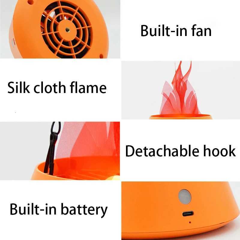 3W 1800mAh USB Charging Pumpkin Flame Lamp Festival Decoration Bonfire Party Simulation LED Lamp Electronic Fire Basin Halloween XJ250804