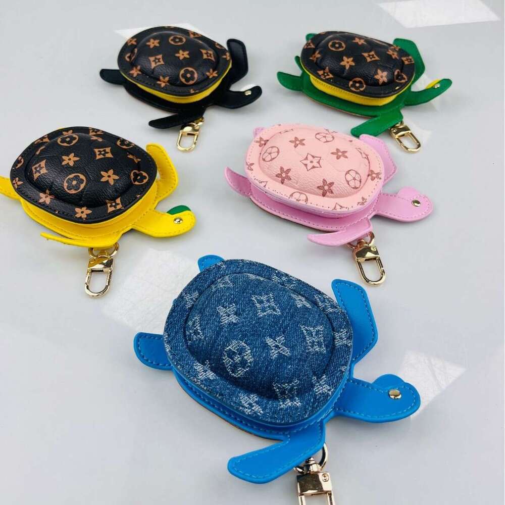 DHpet Mini Turtle Bag Charm Pendant Keychain Earphone Pouch Coin Purse for Women Cute Animal Accessory in 5 Colors Blue Yellow Pink Green Black