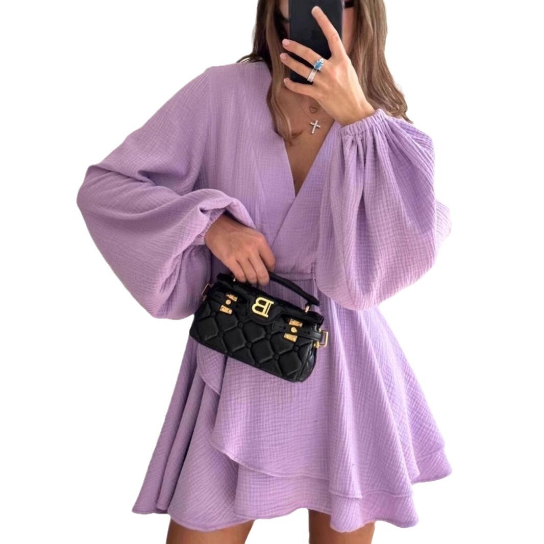 Summer trend 2025 Cross border Women's S Fashion Design Dress with Waist and Solid Color Skirt for Women's New Designer Dress