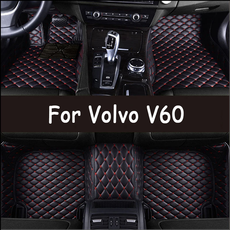 Car Mats For Volvo V60 2018 to 2022 Luxury Leather Foot Mat Auto Interior Parts Carpet Protective Floor Durable Rug Car Accessories