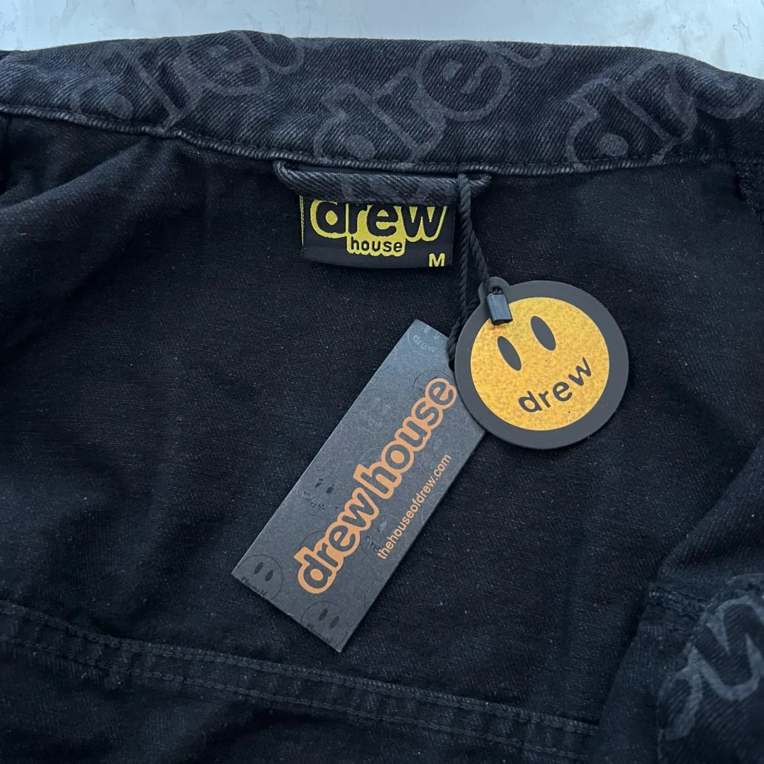 Drew House Men's Clothing Smiling Printing logo autumn and winter designer niche American retro print loose denim jacket