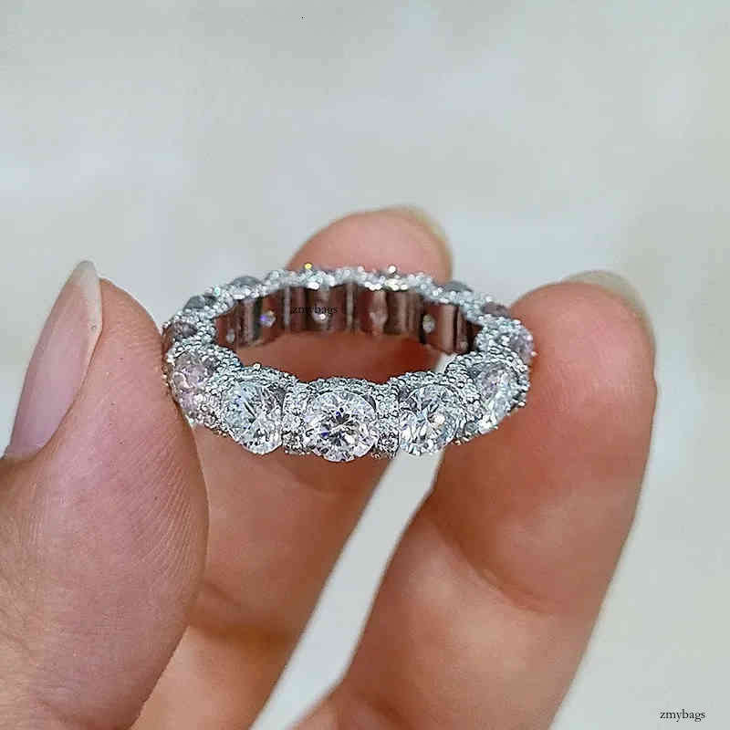 4.5mm Eternity Band Ring for Men Women round Moissanite Sterling Sier Hip Hop Dia Jewelry Engagement Party Gift