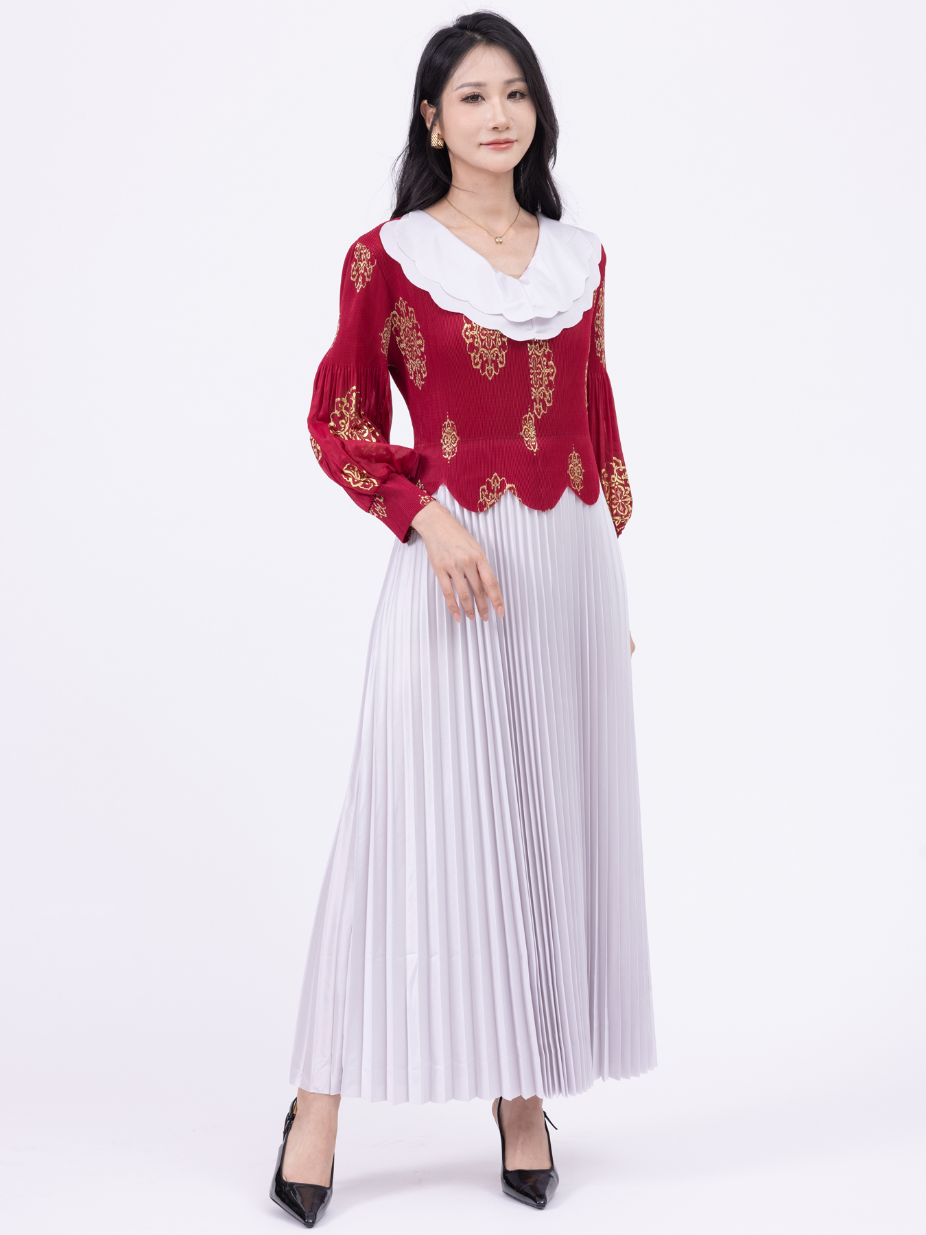 Dresses Elegant Two fake dresses with gold foil and contrasting colors H250327