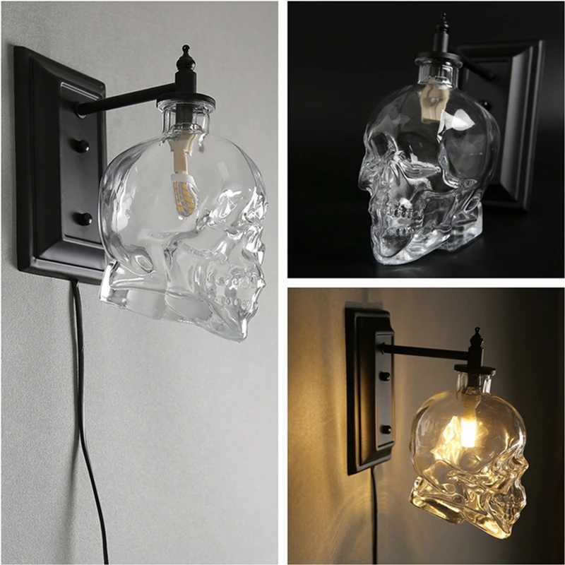 Vintage Skull Head LED Clear Glass Pendant Light Indoor G9 Edison Lamp Bedroom Living Room Holiday Halloween Decor Hanging LampXJ250804