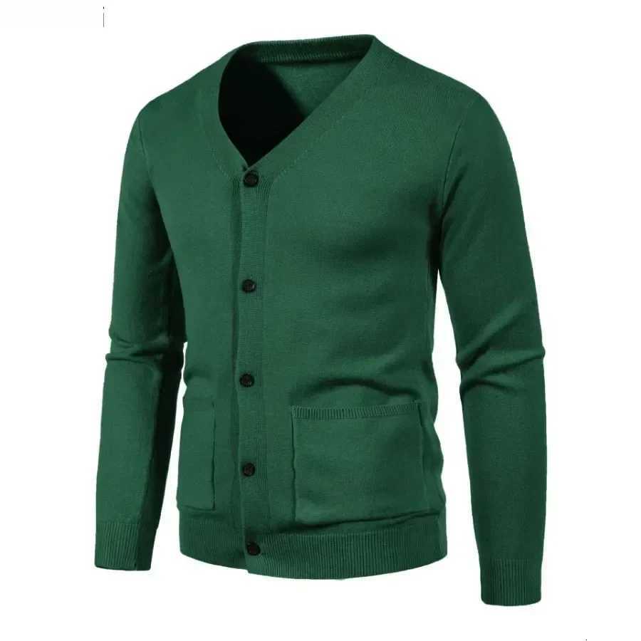 Spring Autumn Cardigan New Mens V-neck Knit Sweater Coats Man Solid Casual Sweater Cardigan Jacket Slim Knitwear Tops Male XJ250805