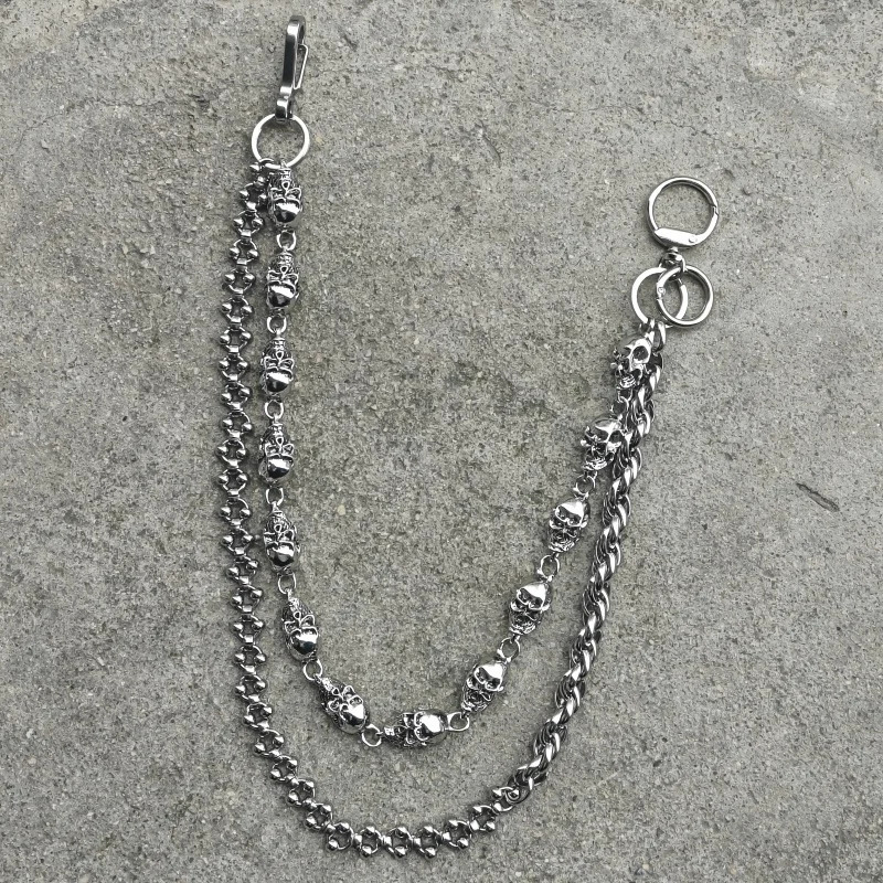 Original DIY Skull Pants Chain Stainless Steel Round Beads Combination Locomotive Chain Punk Men And Women Accessories 250804