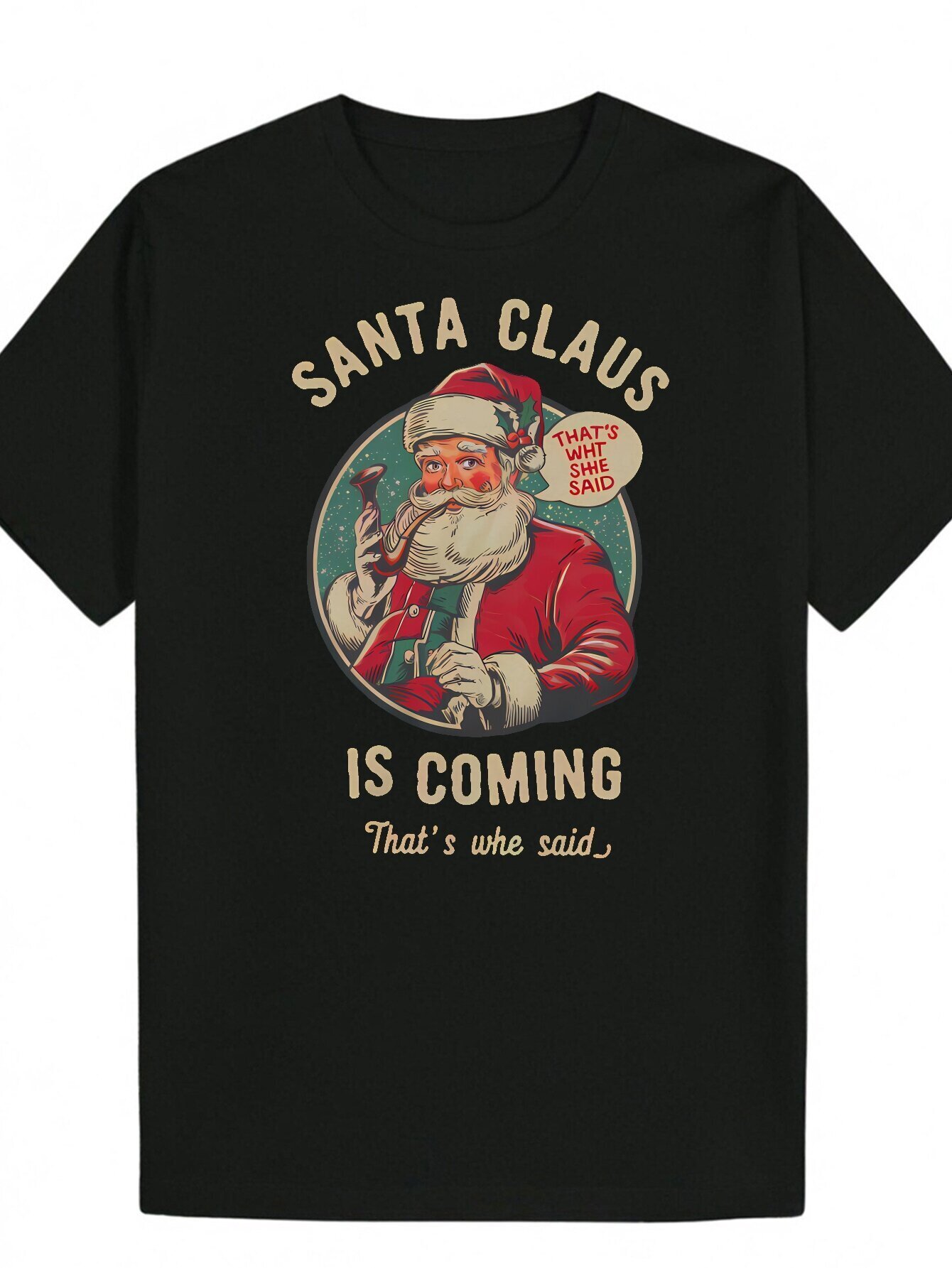 Men's Classic Christmas Theme - Fun and Stylish Summer T-Shirt with Santa Claus Print, Breathable Polyester, Machine Washable 40a7d