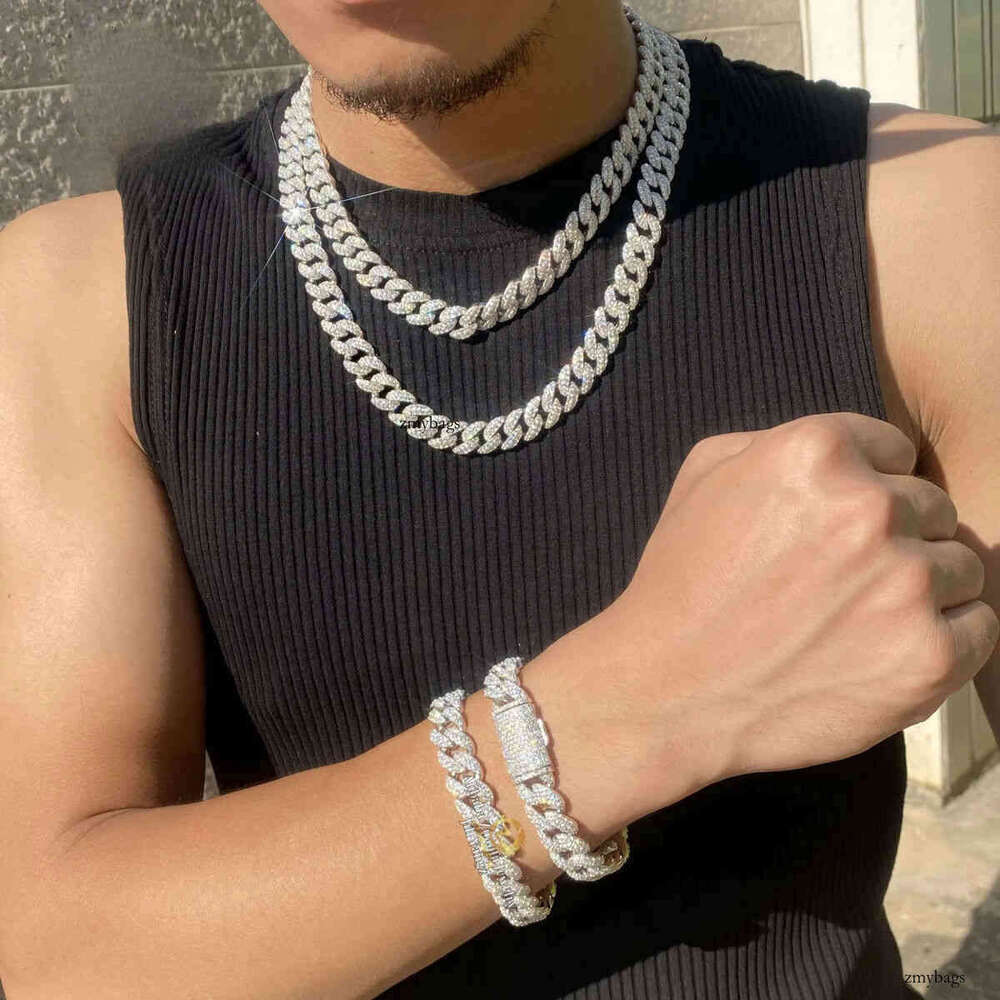 PROMOTION Bulk Production 12mm VVS Moissanite Cuban Link Soldier Chain Hip Hop Necklace Rock
