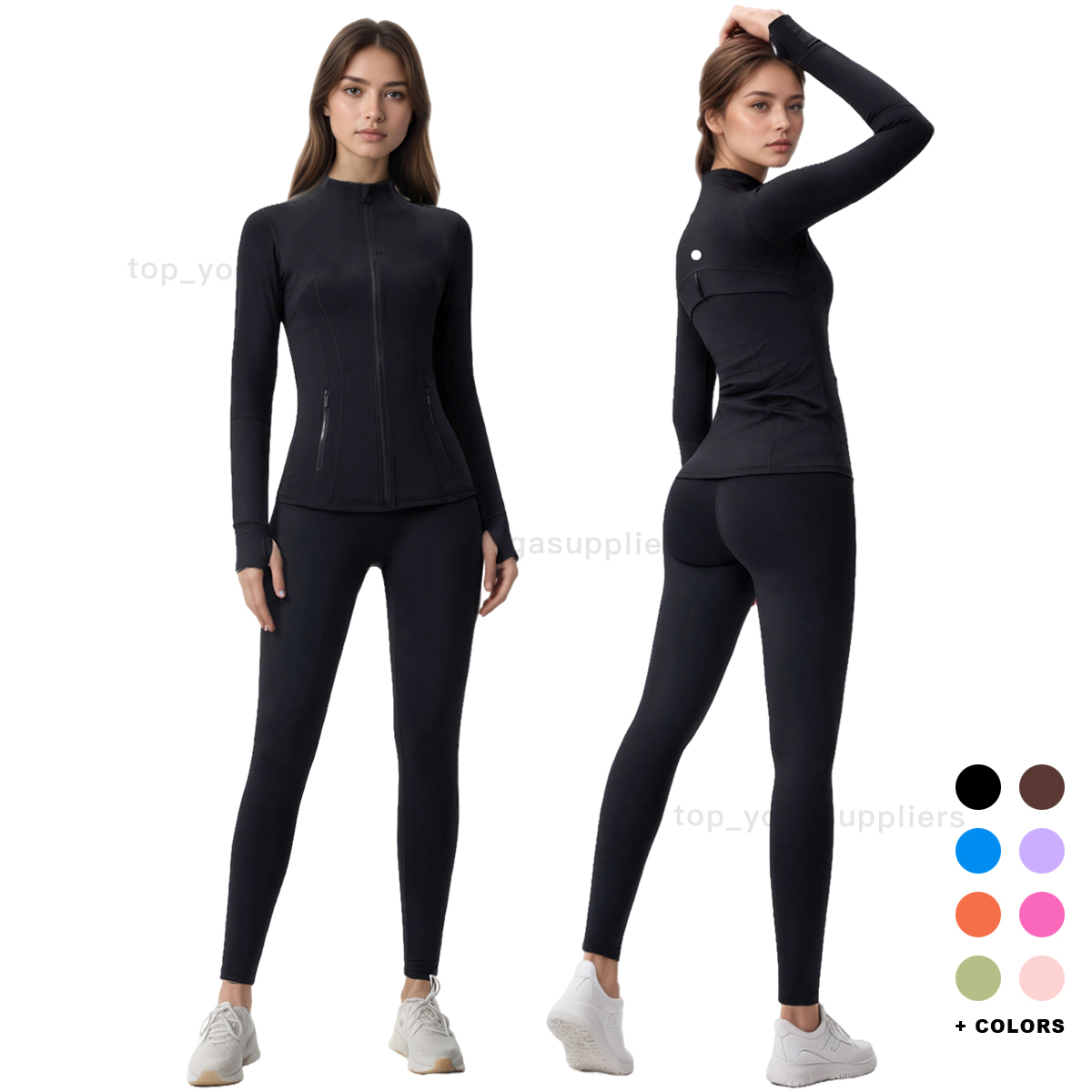 womens yoga long sleeve set performance yoga outfit womens yoga tracksuit moisturewicking yoga jacket pants set yoga sports sets slimfit gym tops women leggings