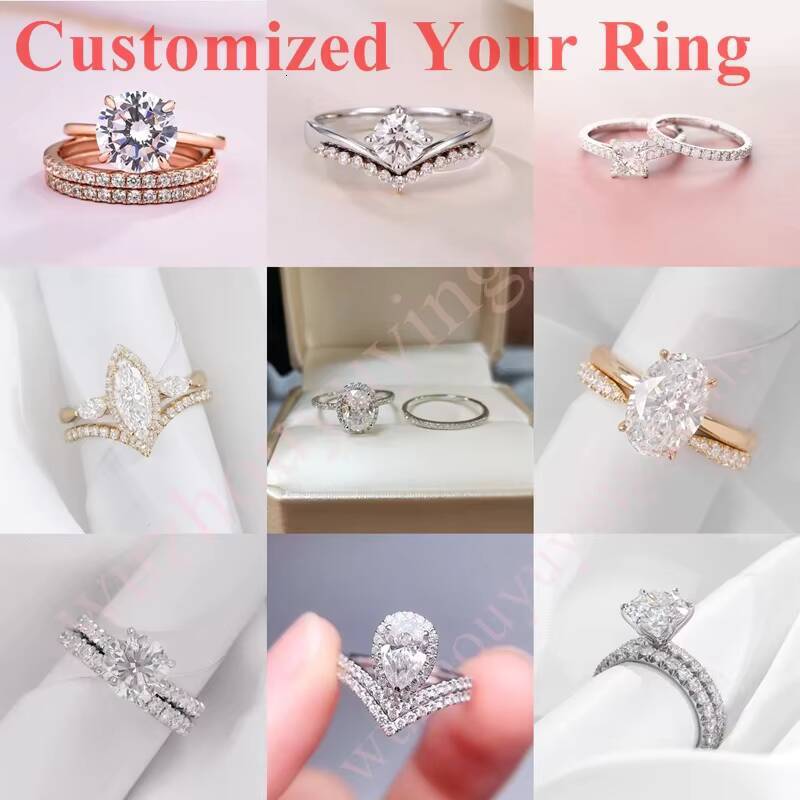 Yu Ying Elegance of an 3CT Oval VVS Moissanite Diamond 18K White Gold Wide Band Fine Jewelry Wedding Rings for Woman Brides