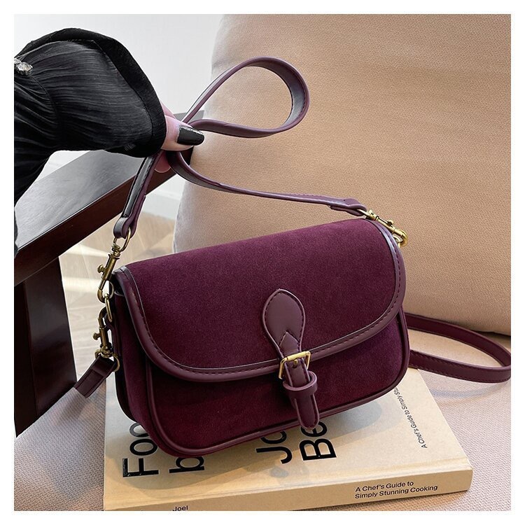 Free shipping designer Suede Small Square Bag New Autumn Winter Melad Color Matching Nubuck Leather Bag Magnetic Buckle Shoulder Bag Crossbody Bag