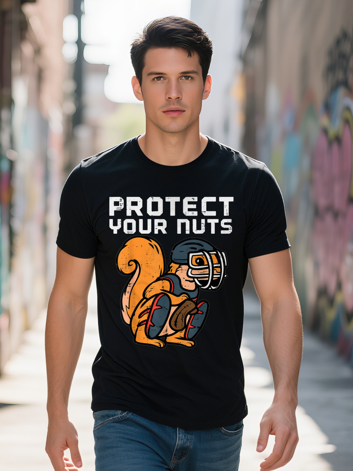 Squirrel Baseball Catcher Protect Your Nuts Boys T-Shirt - 220g 56b8c
