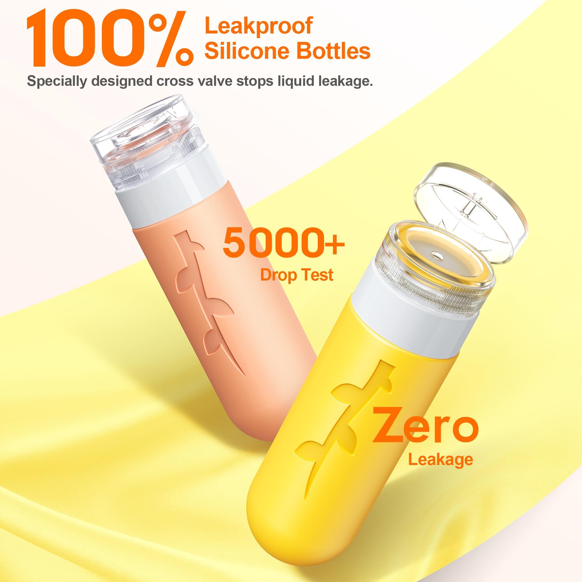 19 leak - proof, refillable silicone travel bottles. TSA - approved, ideal for toiletries like shampoo, conditioner, lotion,Silicone travel bottle