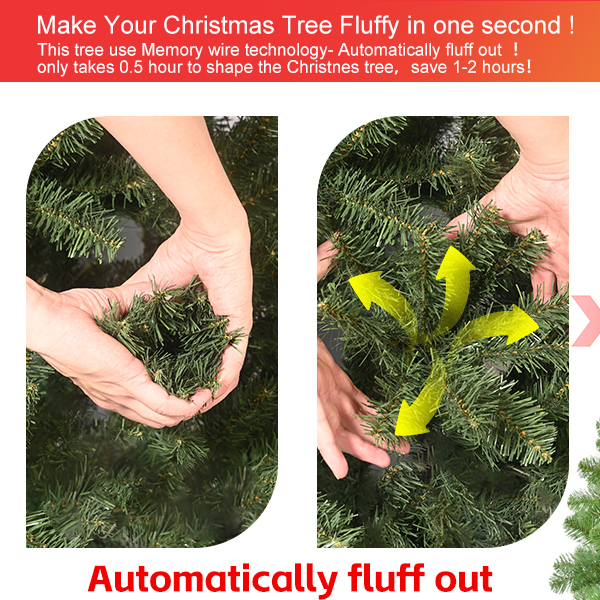 Green 6-9-Ft Luxury Flame-Retardant PVC Christmas Tree, Easy Plug System, Premium Stand & Storage Bag for Indoor Holiday Decorating
