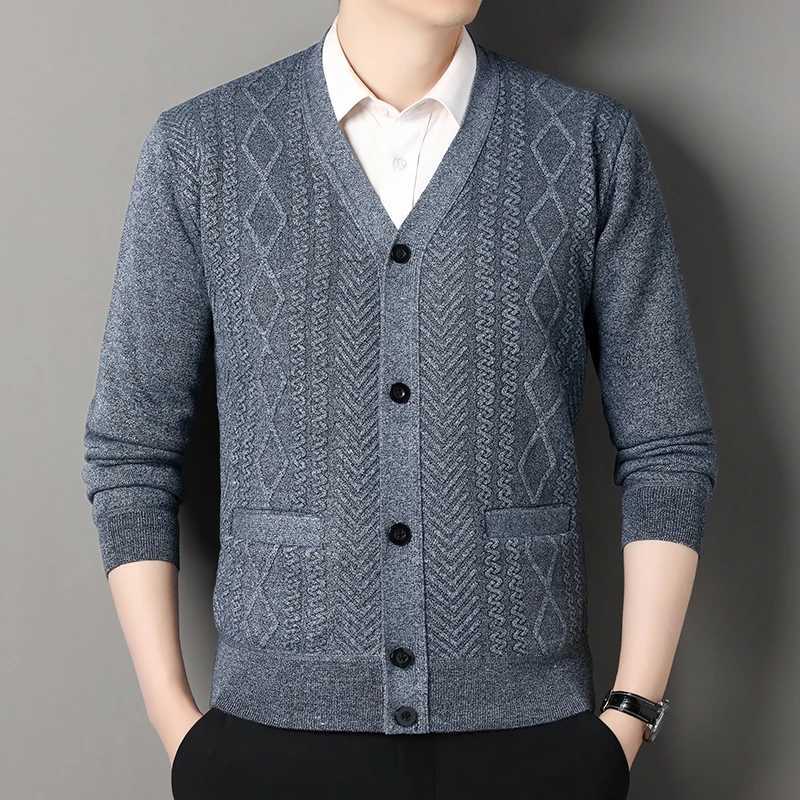 Mens Casual Cardigan Jacket V-neck Sweater Mens Autumn Winter Clothes Button Knit Cardigans Mens Knitting Sweaters Outerwear XJ250805